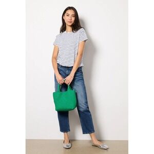 Evereve Skye Stripe Bubble Tee Womens Large White Blue